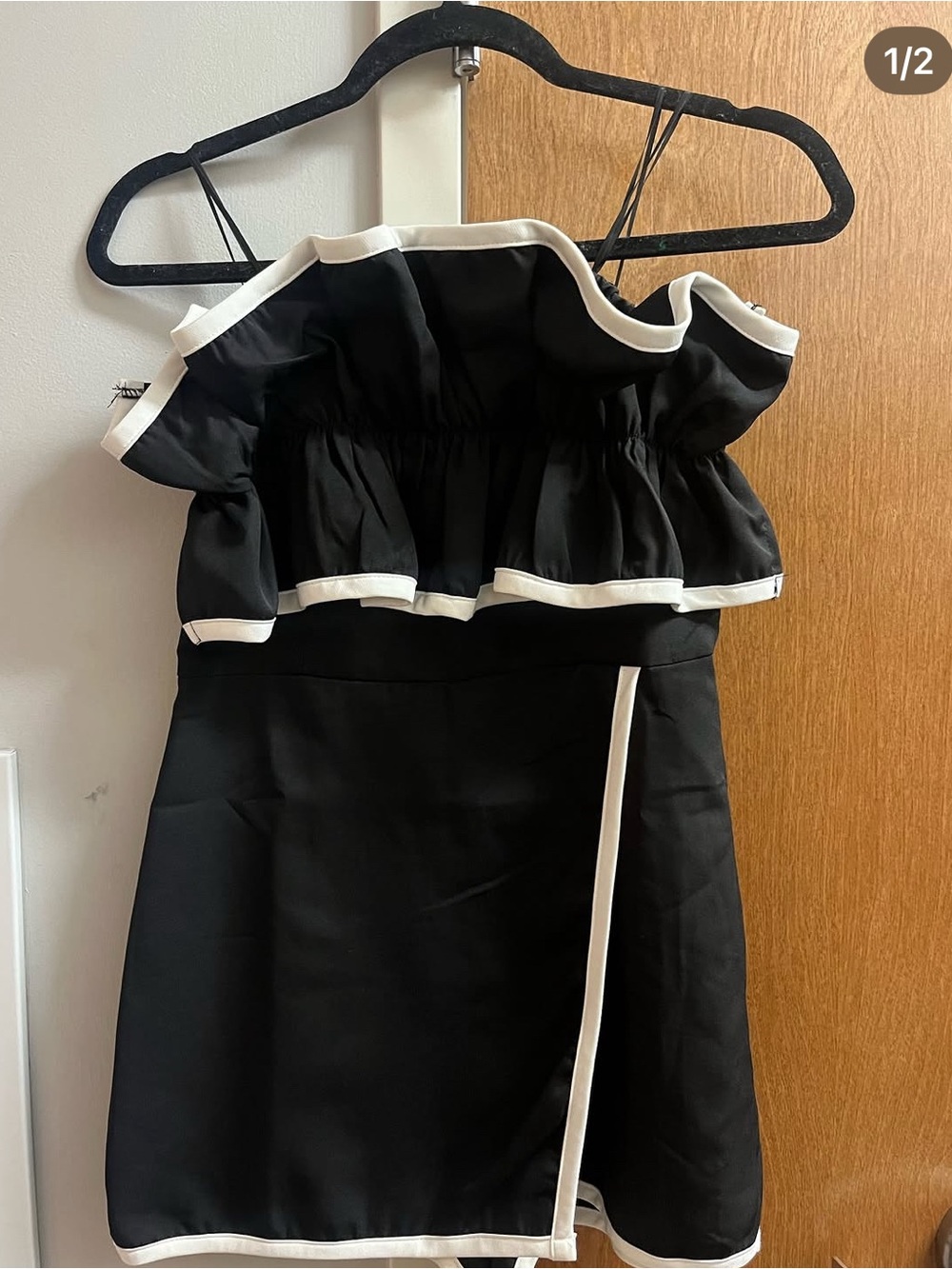 Black Mini Dress with White Trim